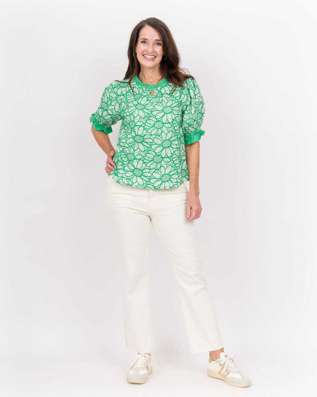 Sadie Embroidered Top-Green