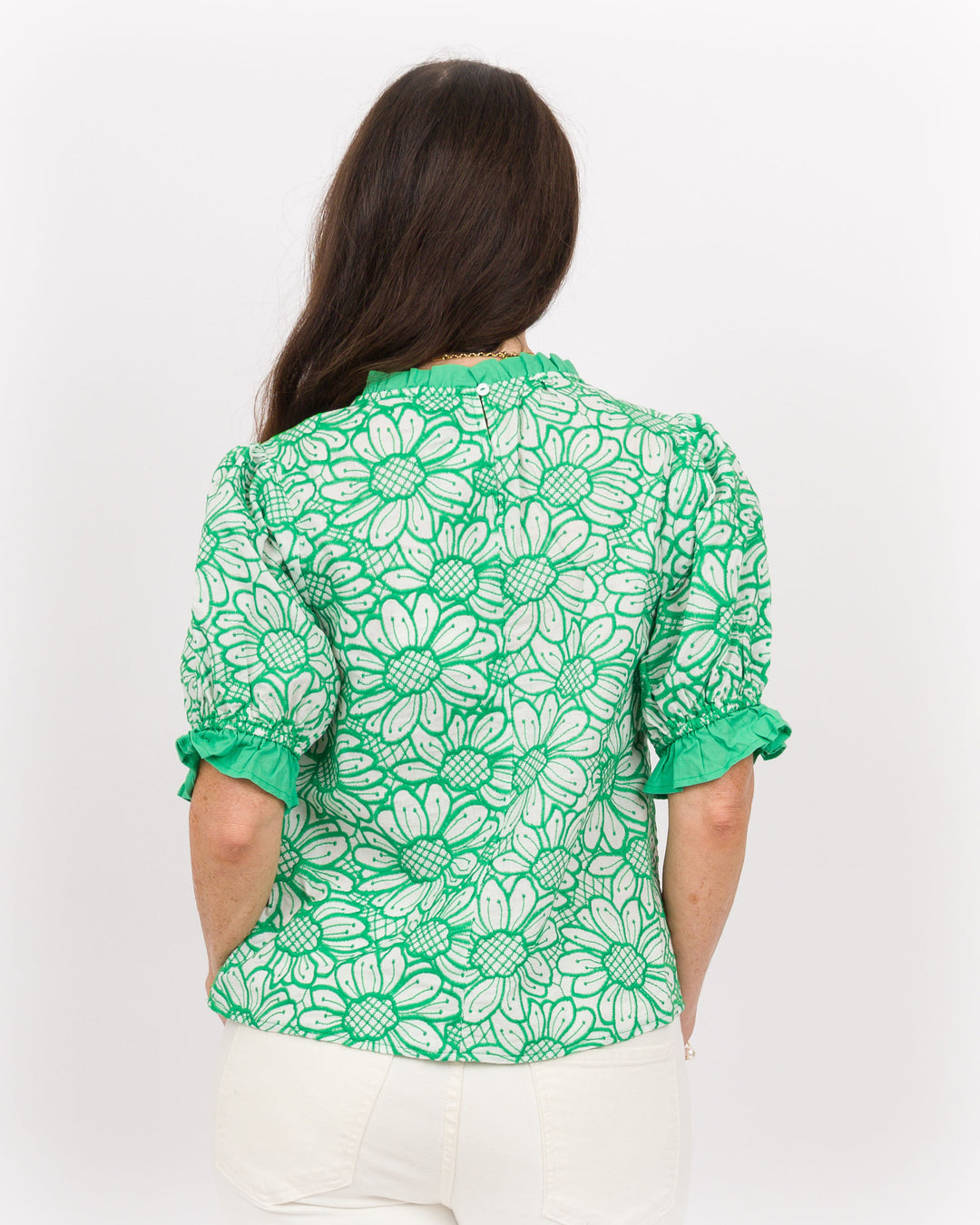 Sadie Embroidered Top-Green