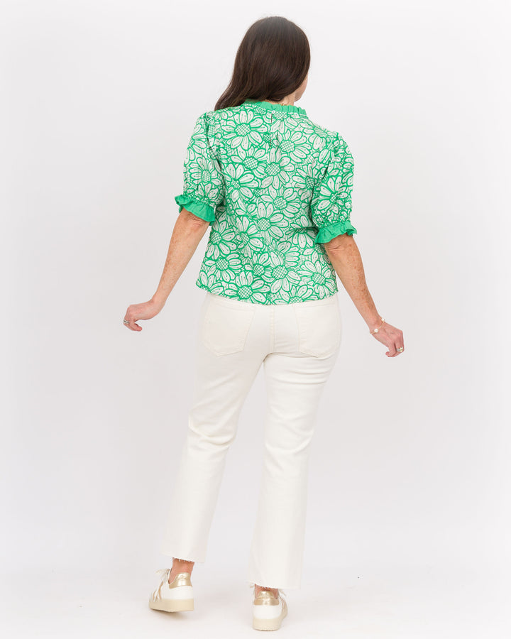 Sadie Embroidered Top-Green