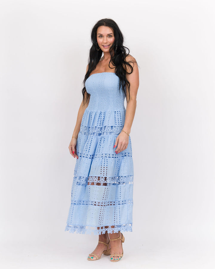 Eyelet Lace Tube Dress Chambray