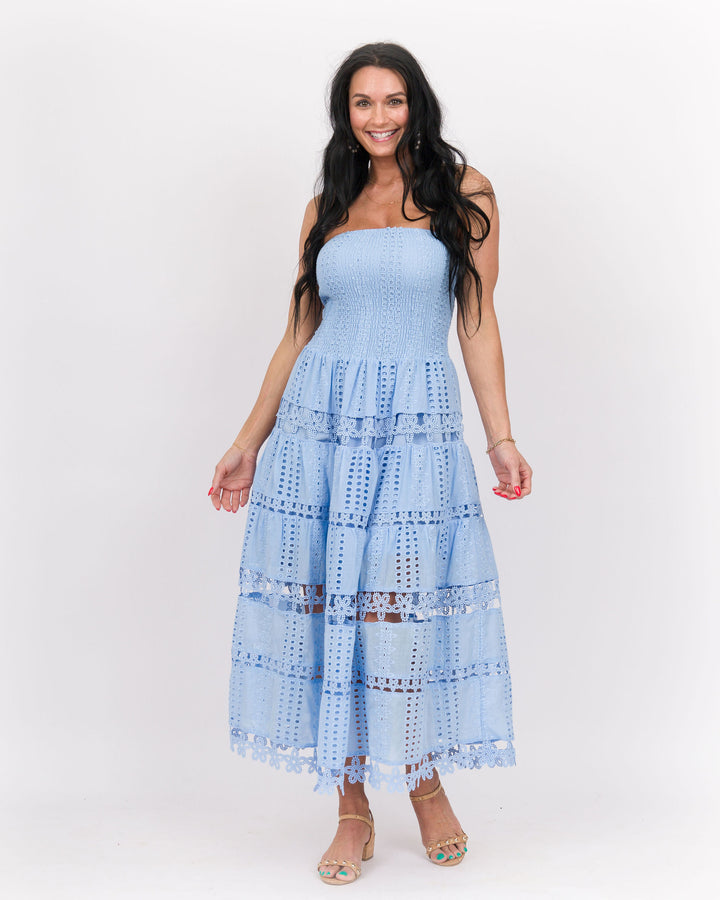 Eyelet Lace Tube Dress Chambray