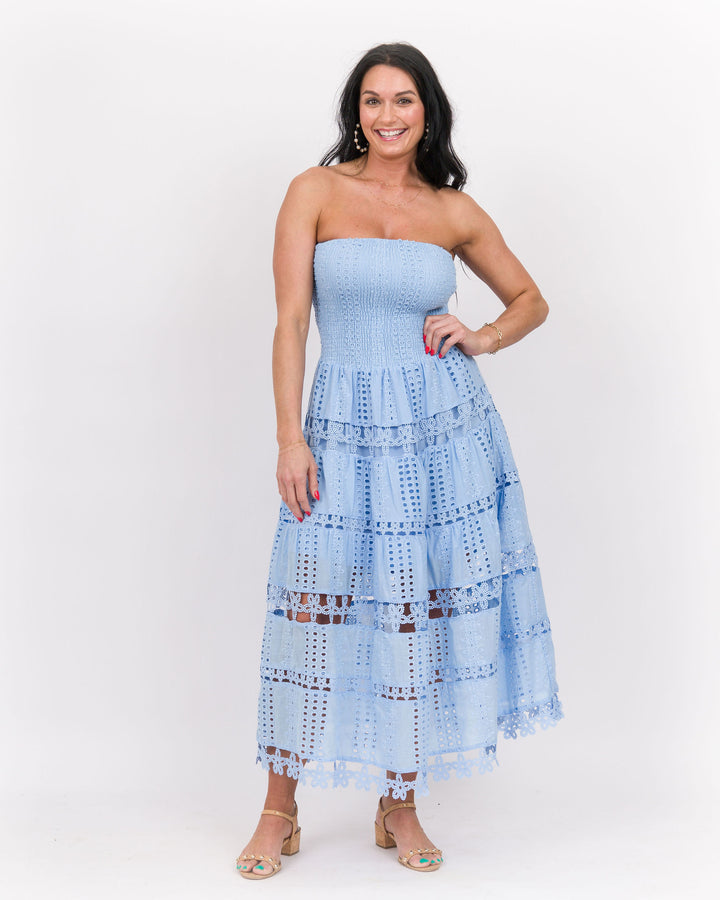 Eyelet Lace Tube Dress Chambray