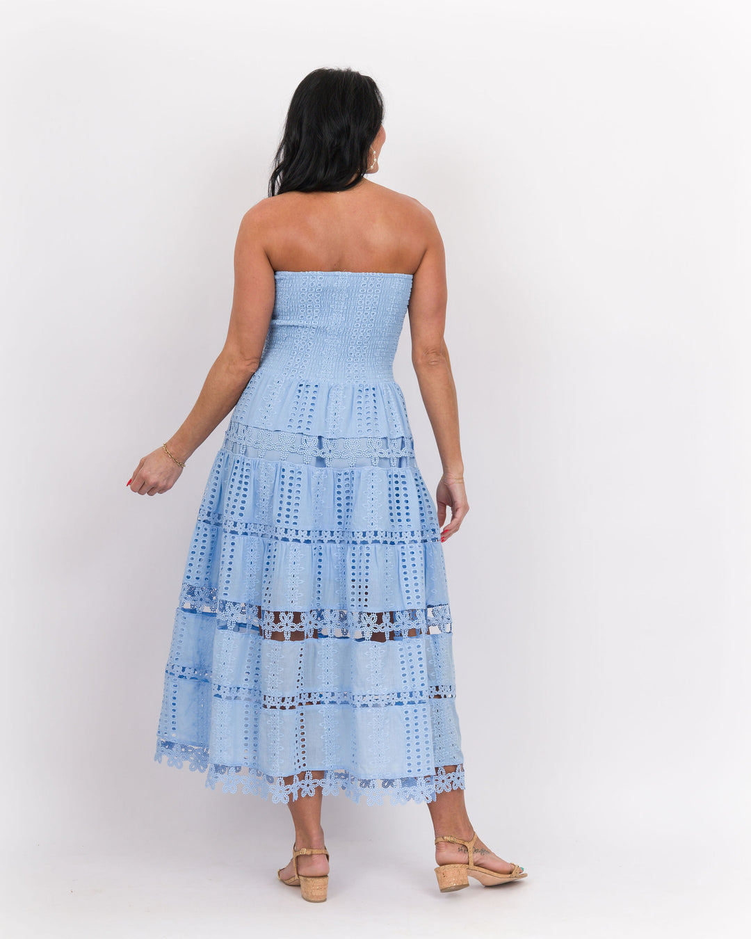 Eyelet Lace Tube Dress Chambray