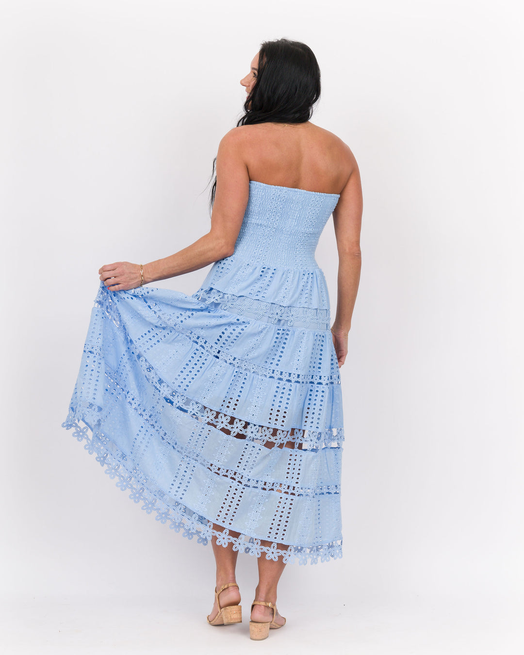 Eyelet Lace Tube Dress Chambray