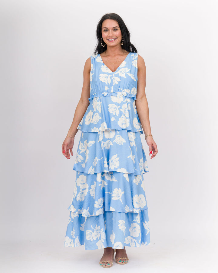 THML Lorraine Maxi Dress Light Blue