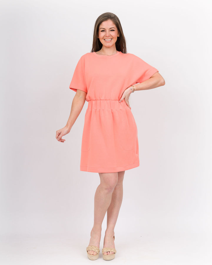 Spanx Aire Cinched T-Shirt Dress-Sunset Peach