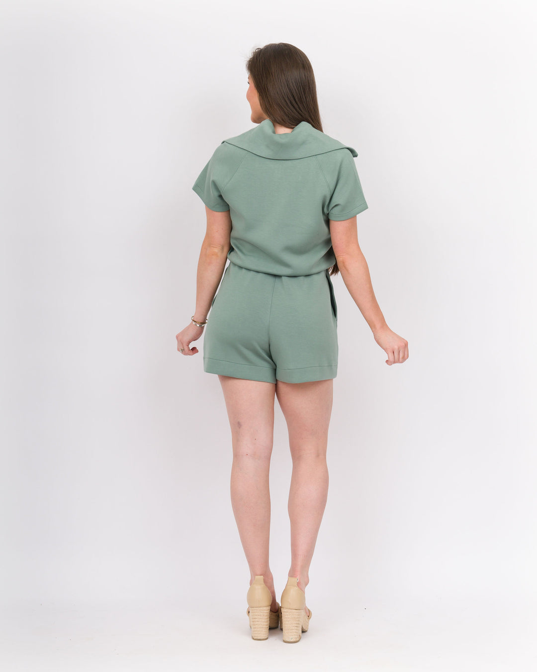 Spanx Air Essentials Half Zip Romper Fenel