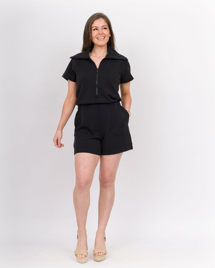 Spanx Air Essentials Half Zip Romper Very Black