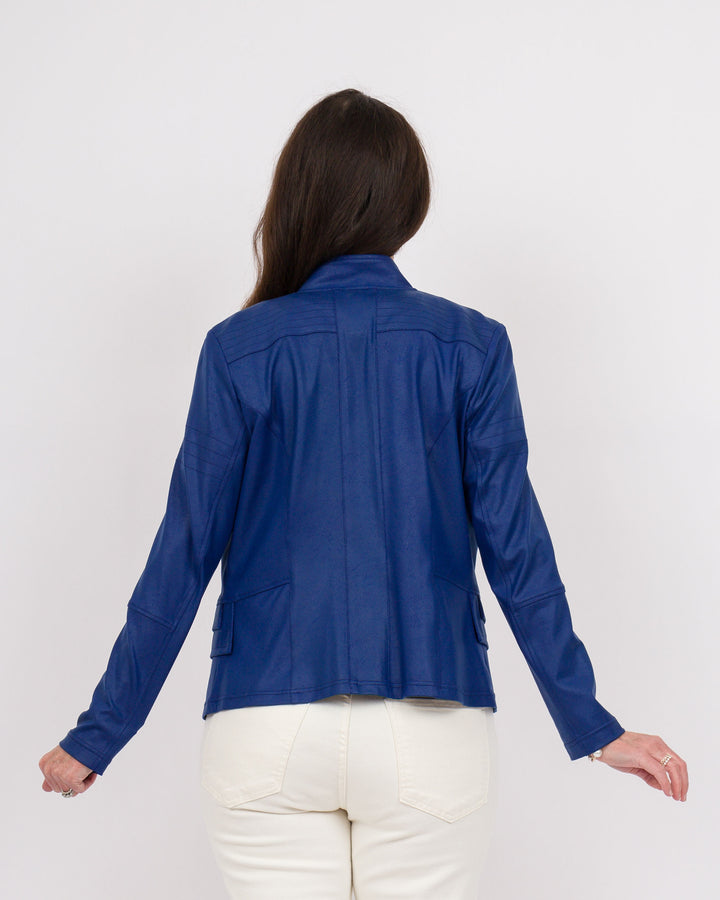 Clara Sunwoo Leather Knit Jacket - Cobalt Blue