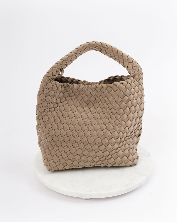 Woven Bag with Wristlet Insert Brown