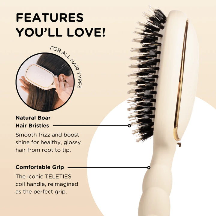 TELETIES Boar Bristle Hair Brush - Tan