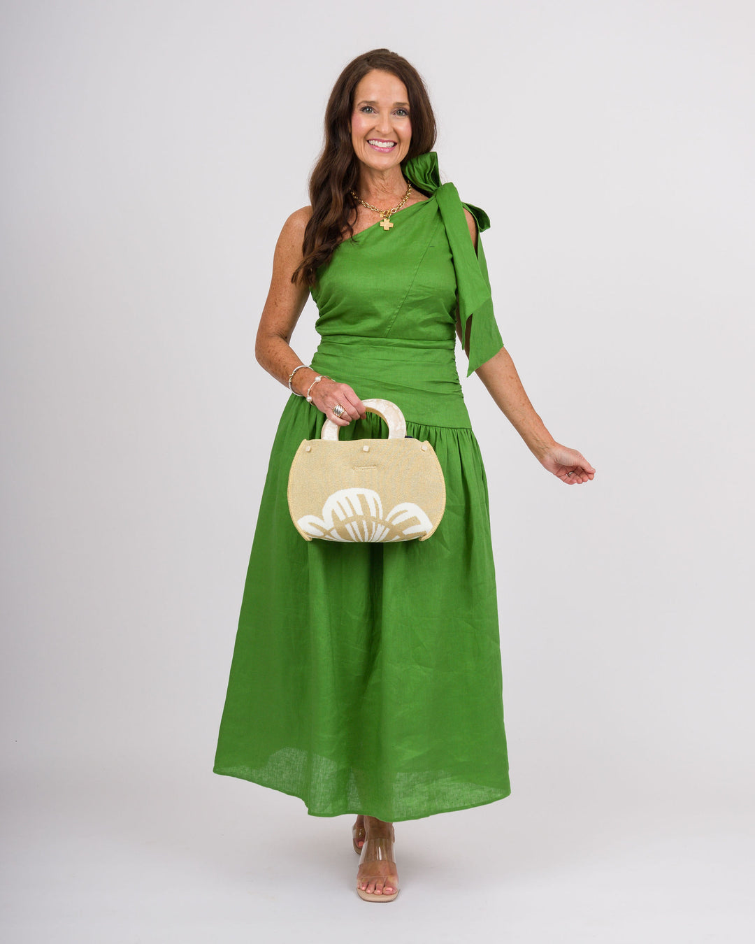 Grass Green Linen Tie Dress