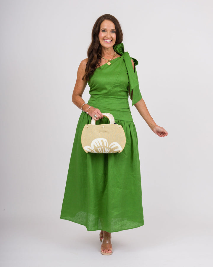 Grass Green Linen Tie Dress