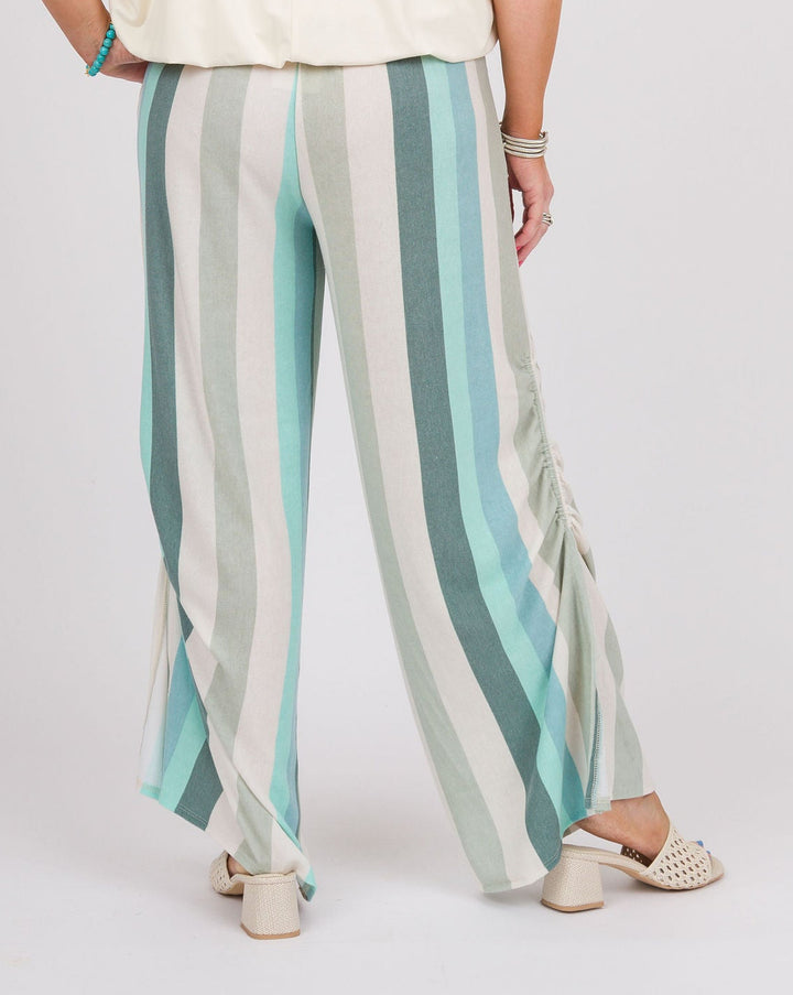 Baby French Terry Striped Pants - Jade