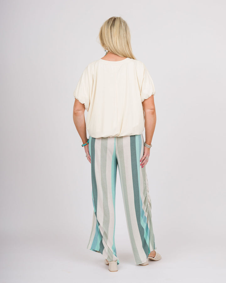 Ivory Bamboo Bubble Sleeve Top