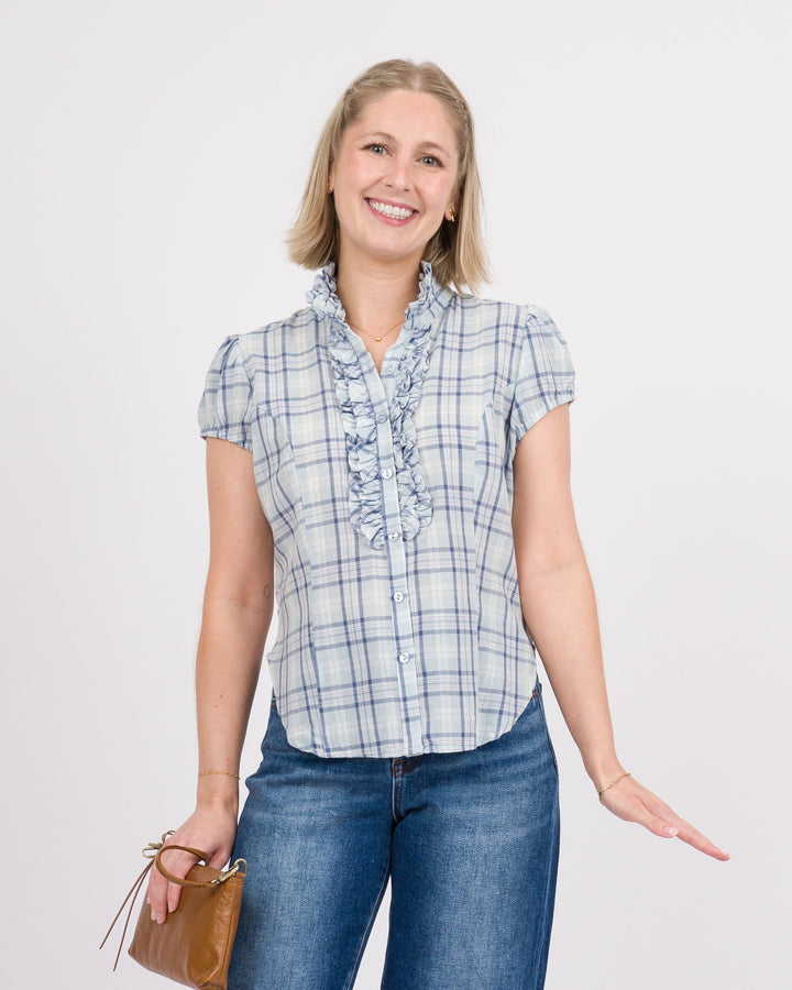 Dellinger Ruffled Top - Denim Blue
