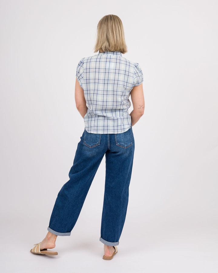 Dellinger Ruffled Top - Denim Blue