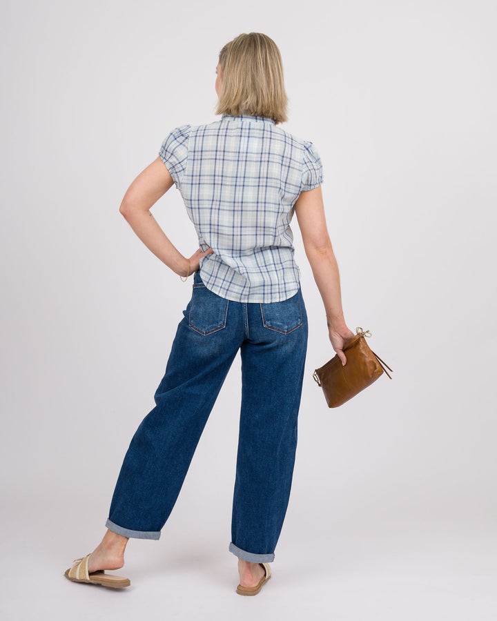 Dellinger Ruffled Top - Denim Blue