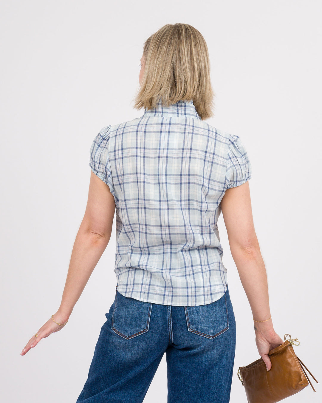 Dellinger Ruffled Top - Denim Blue