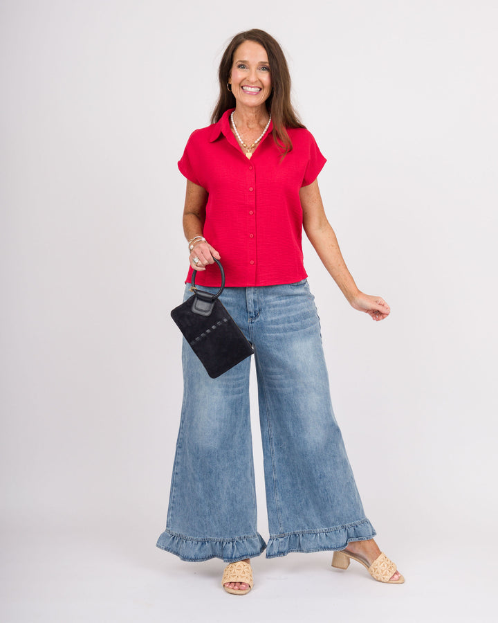 Denim Ruffle Hem Jeans