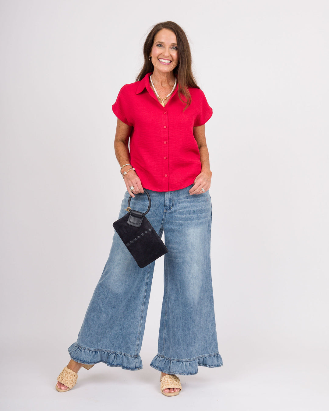 Denim Ruffle Hem Jeans