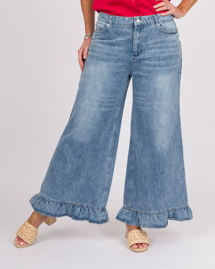 Denim Ruffle Hem Jeans