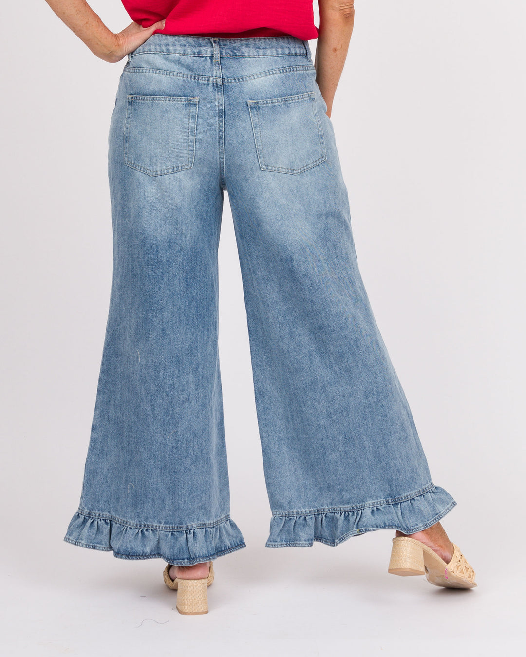 Denim Ruffle Hem Jeans