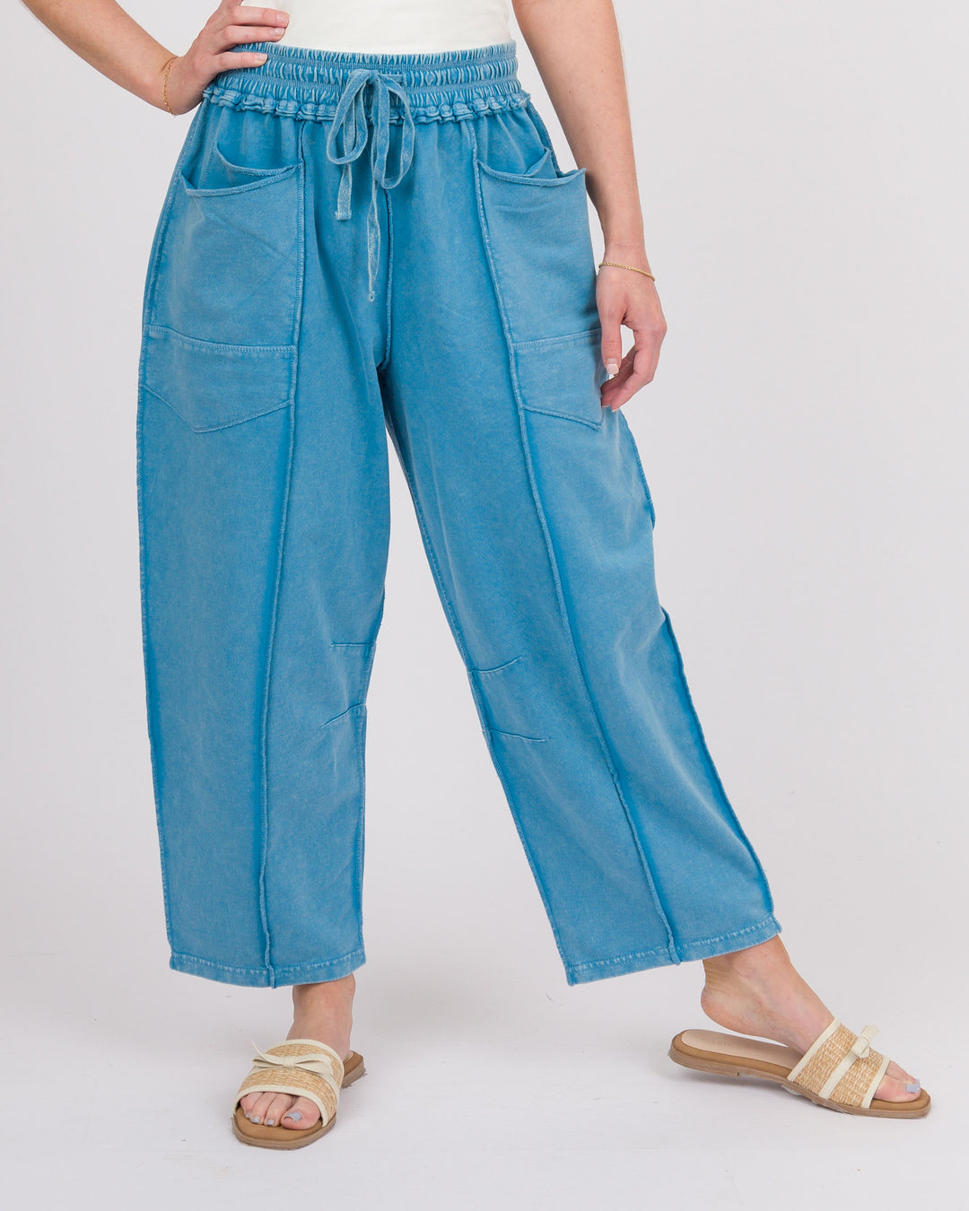 Day Blue Mineral Washed Barrel Pants