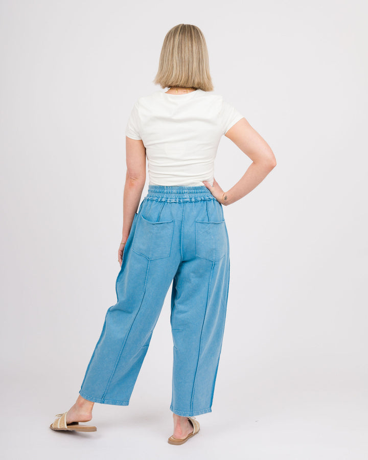 Day Blue Mineral Washed Barrel Pants
