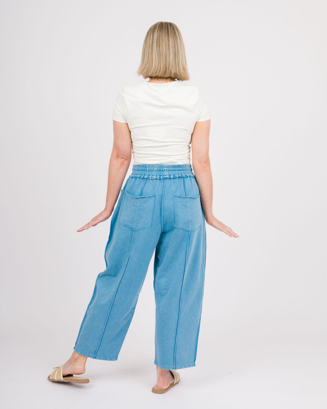 Day Blue Mineral Washed Barrel Pants