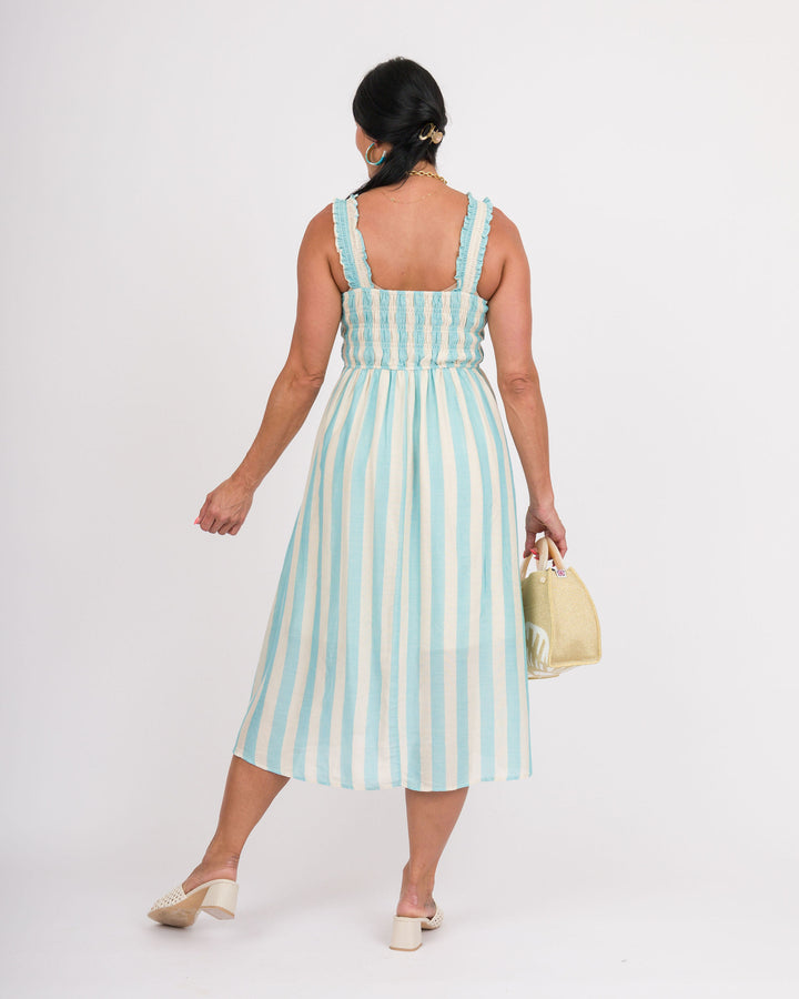 Nalani Striped Midi Dress - Light Blue