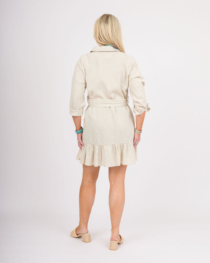 Oatmeal Linen Button Dress