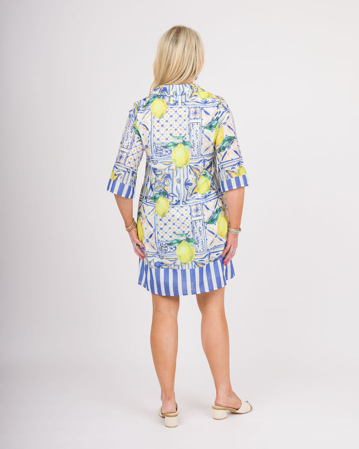 Lemon Tiles Bell Sleeve Dress