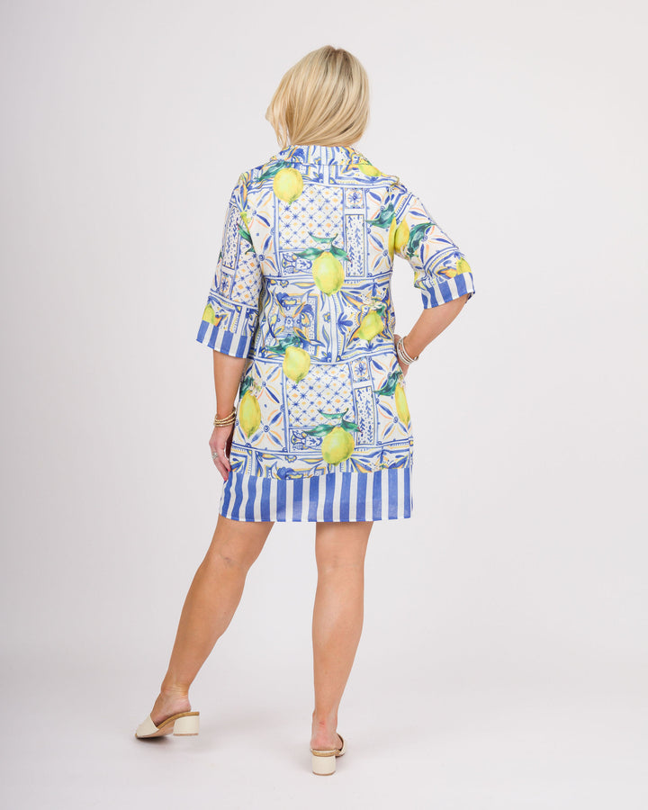 Lemon Tiles Bell Sleeve Dress