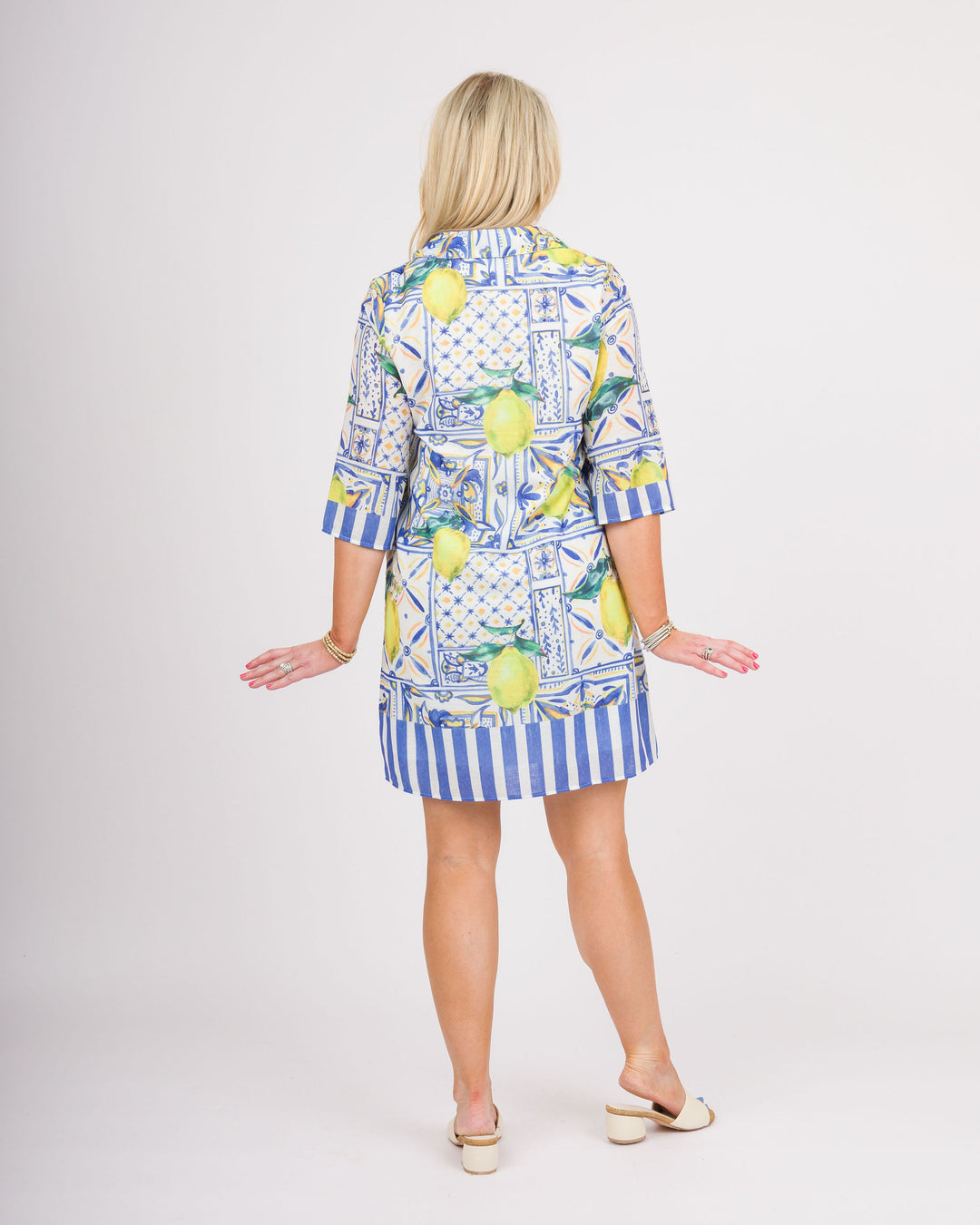 Lemon Tiles Bell Sleeve Dress