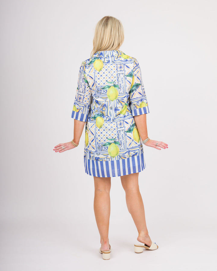 Lemon Tiles Bell Sleeve Dress