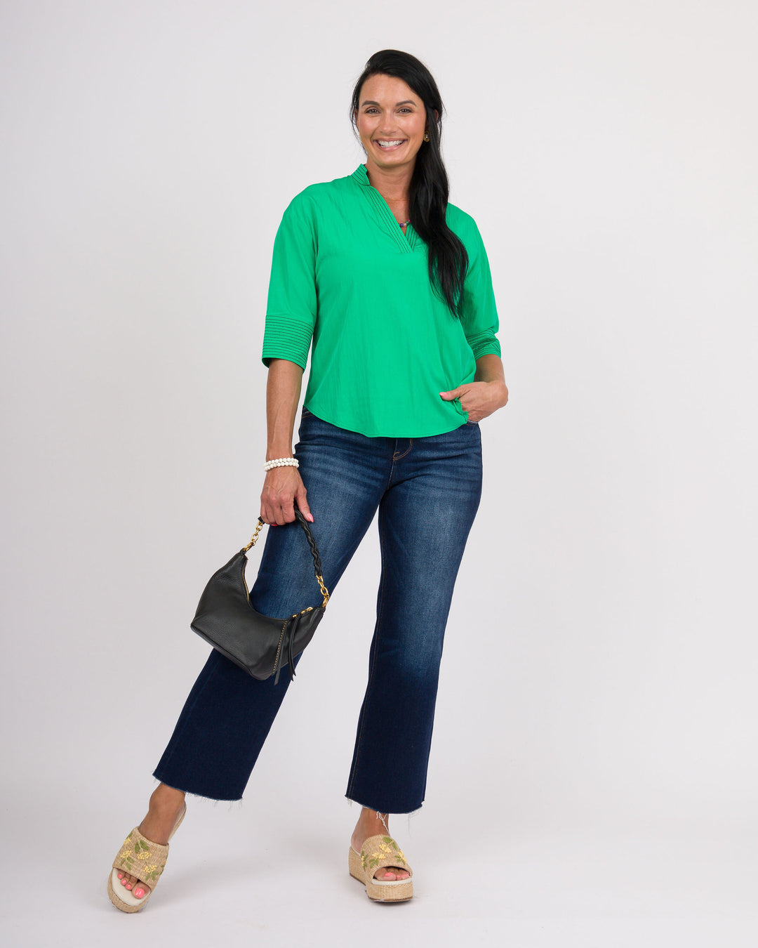 Peridot Contrast Stitch Top