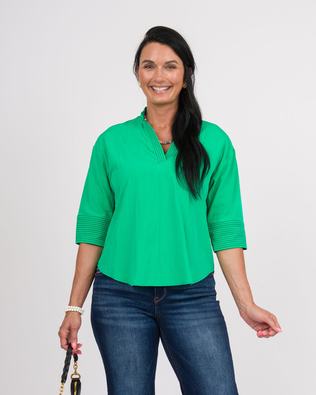 Peridot Contrast Stitch Top