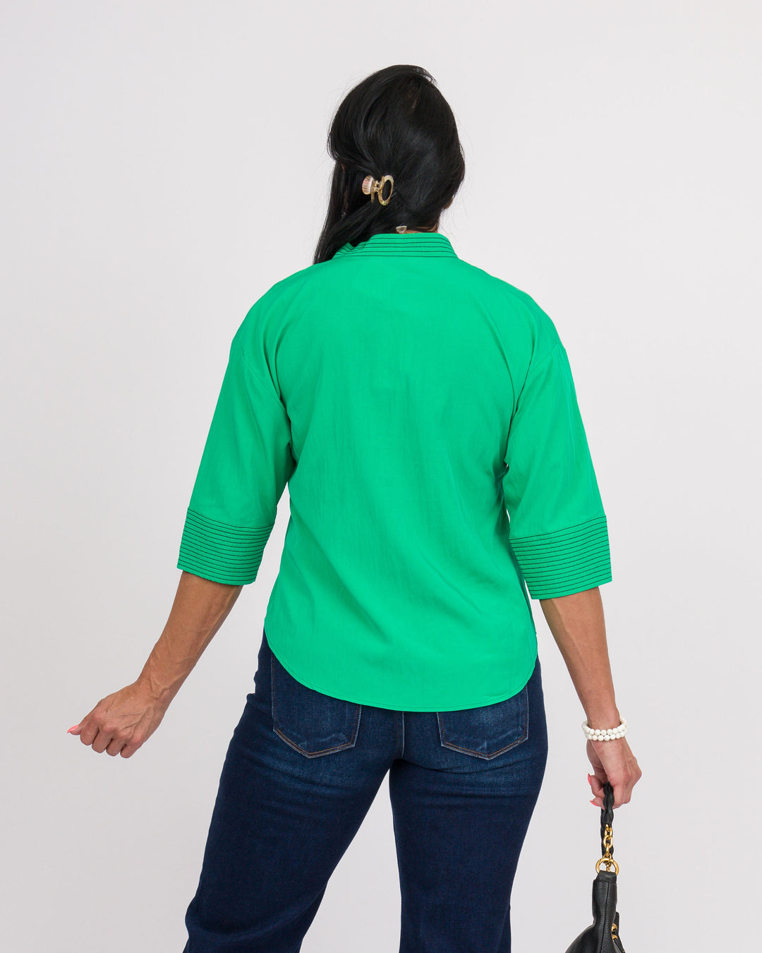 Peridot Contrast Stitch Top