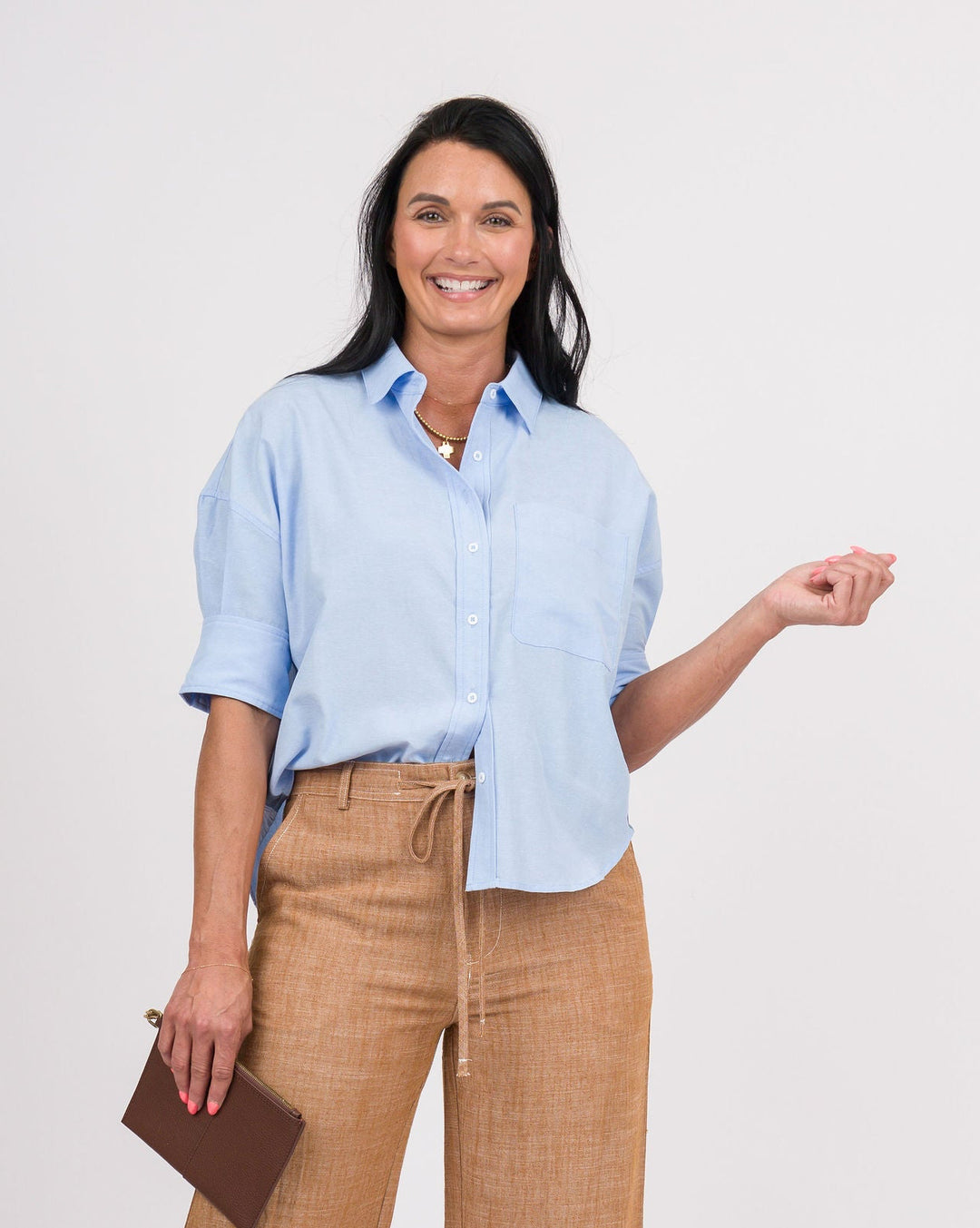 Denim Blue Button Down Top