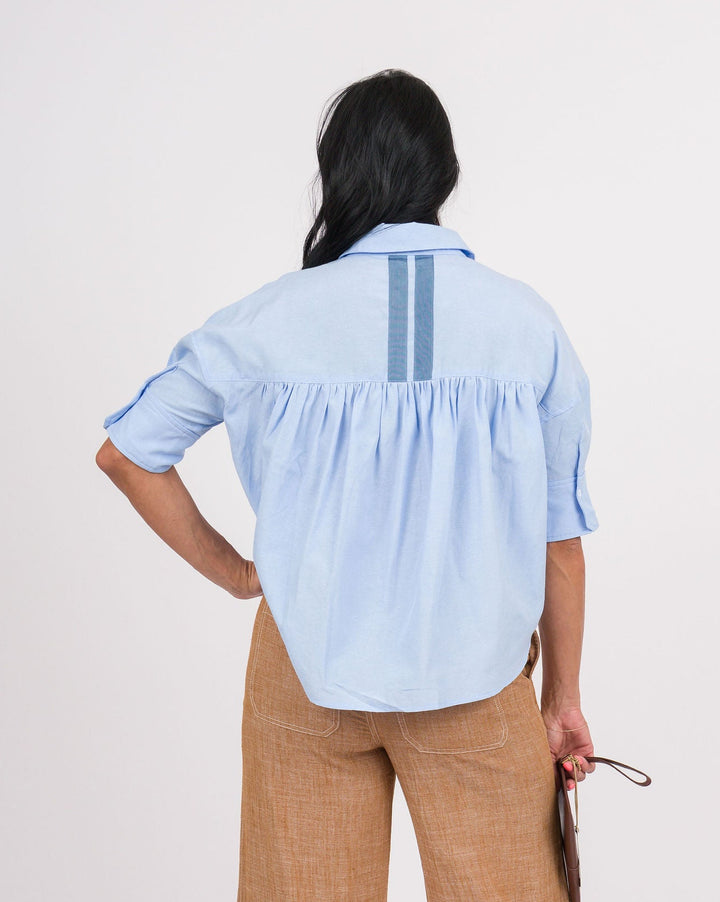 Denim Blue Button Down Top