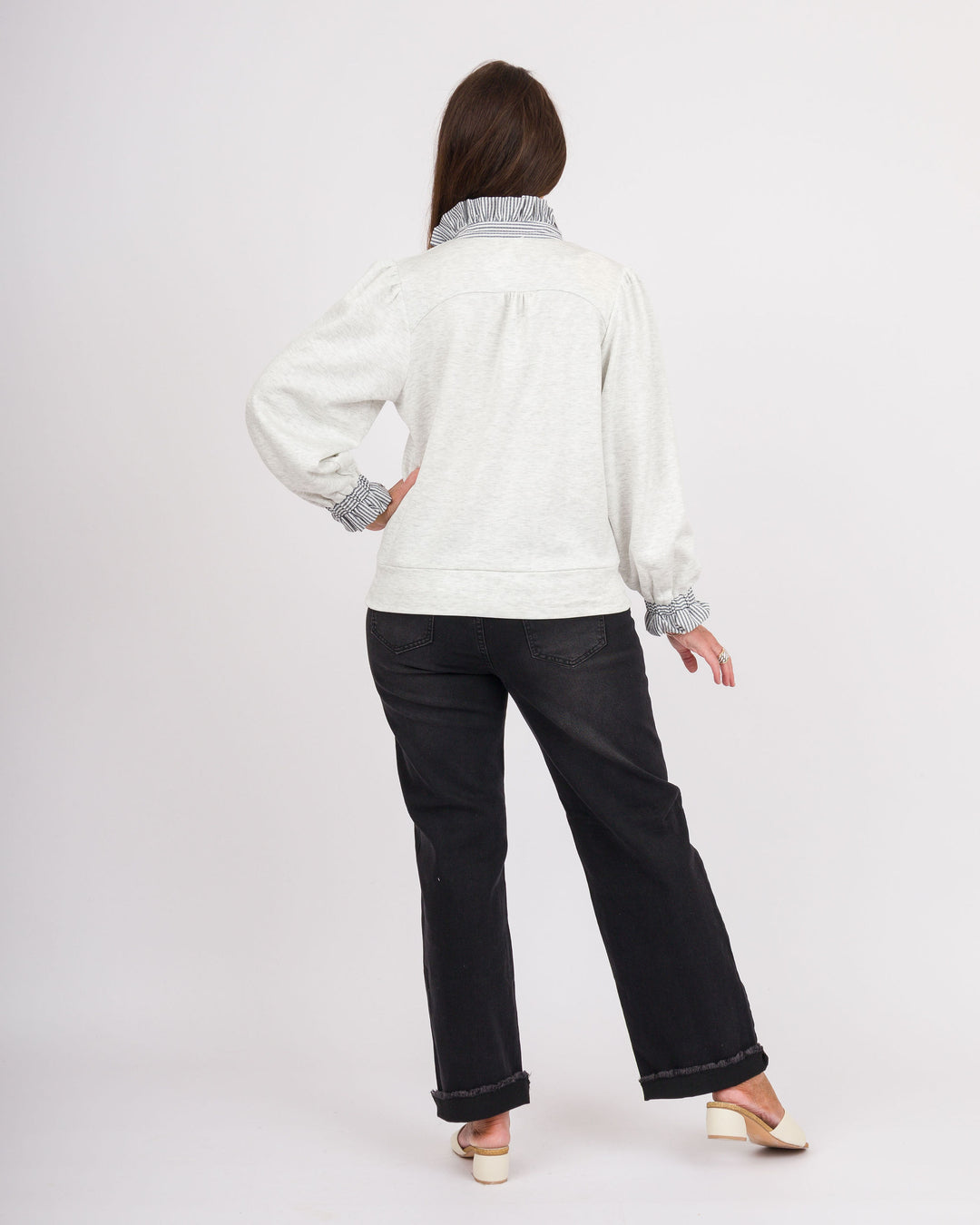 Hennessey Ruffled Top - Heather White