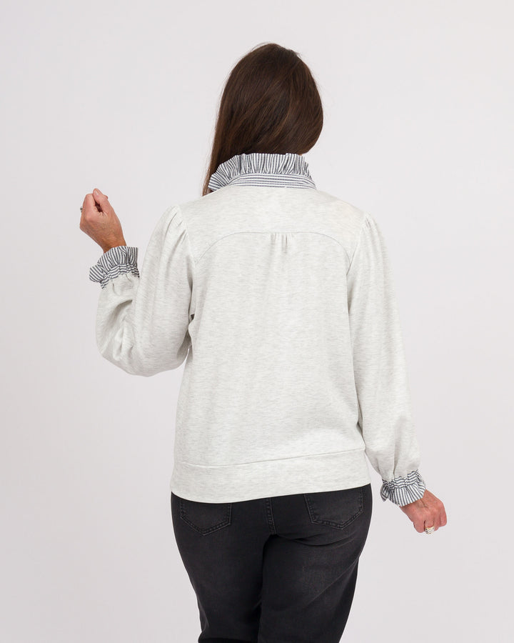 Hennessey Ruffled Top - Heather White