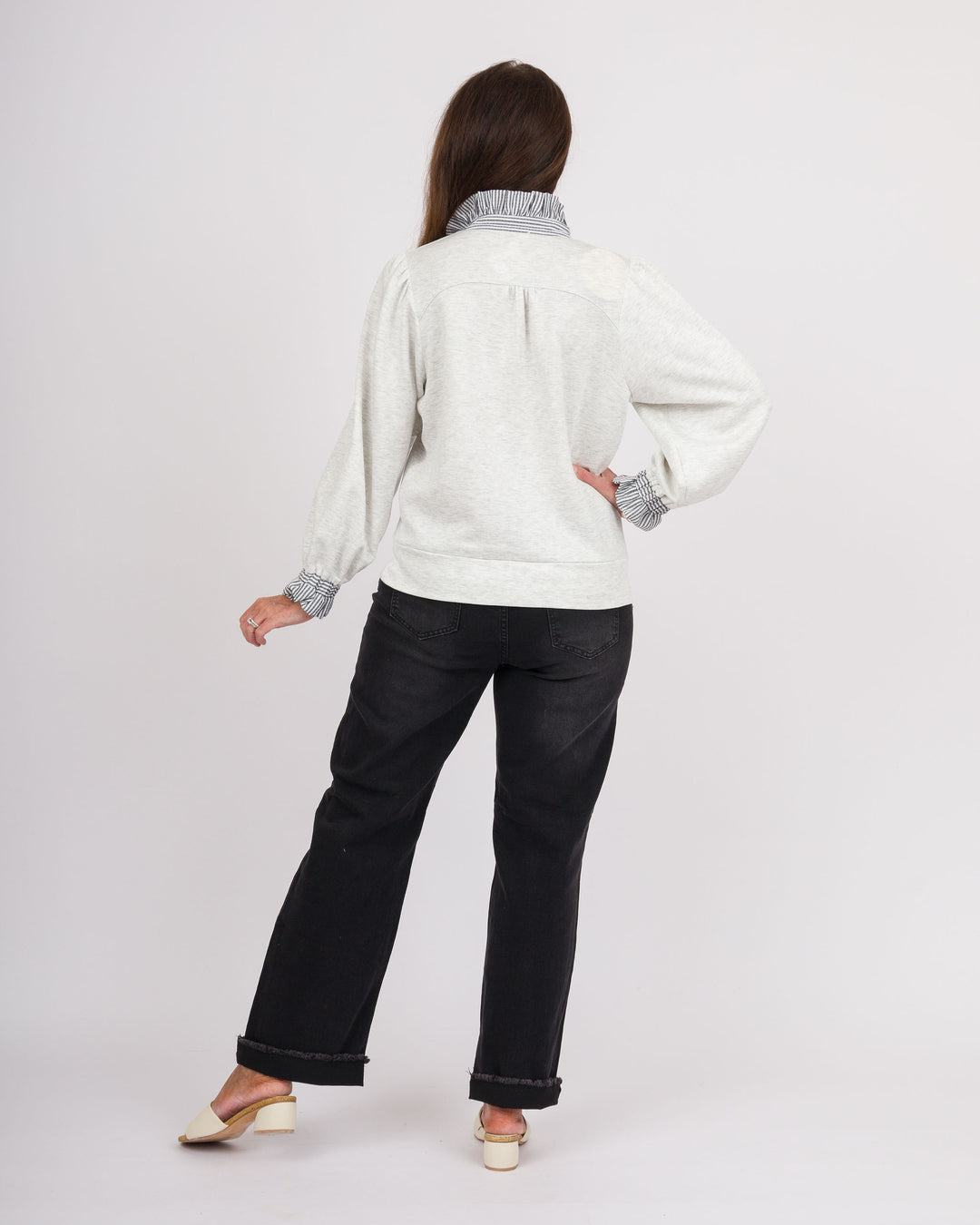 Hennessey Ruffled Top - Heather White