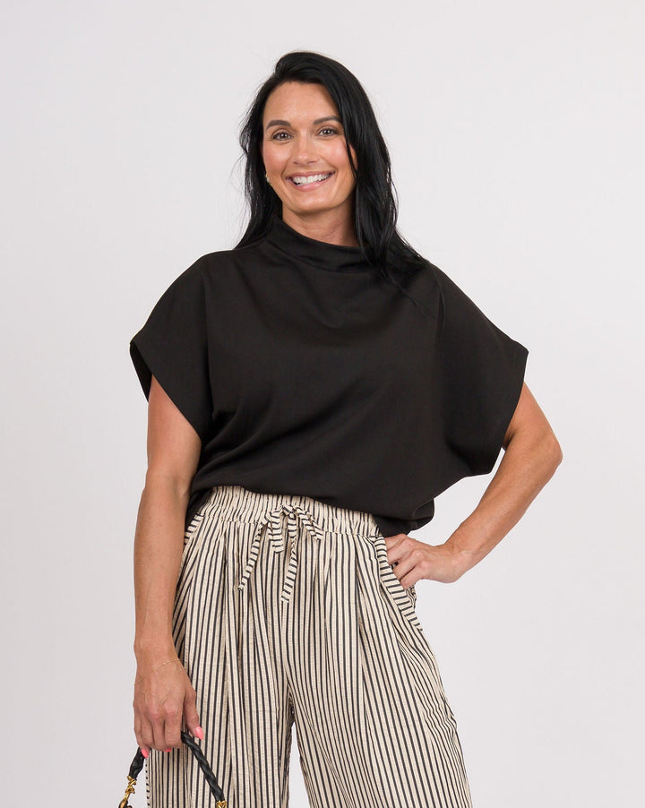 Black Mock Neck Top