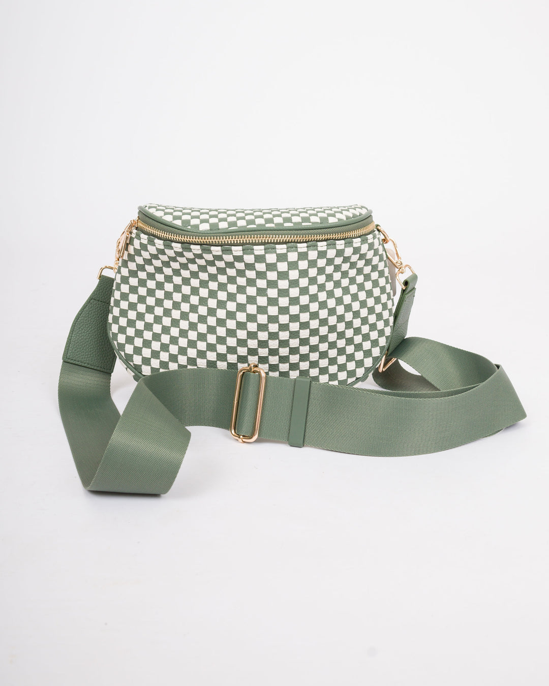 Sage Green Checkered Crossbody Purse