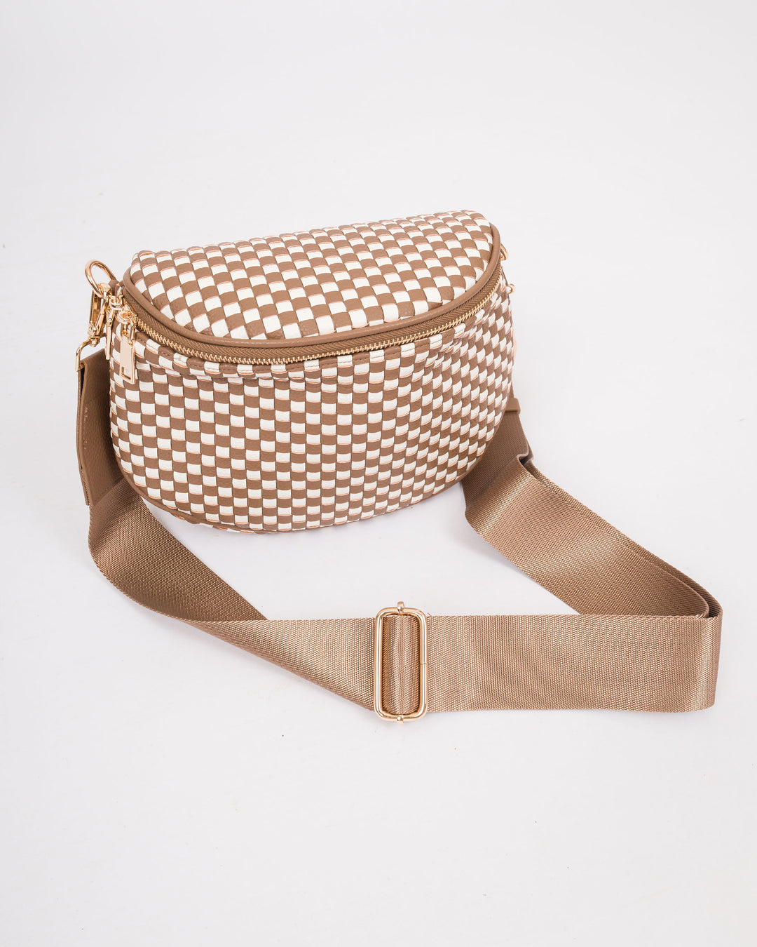 Brown Checkered Crossbody Purse