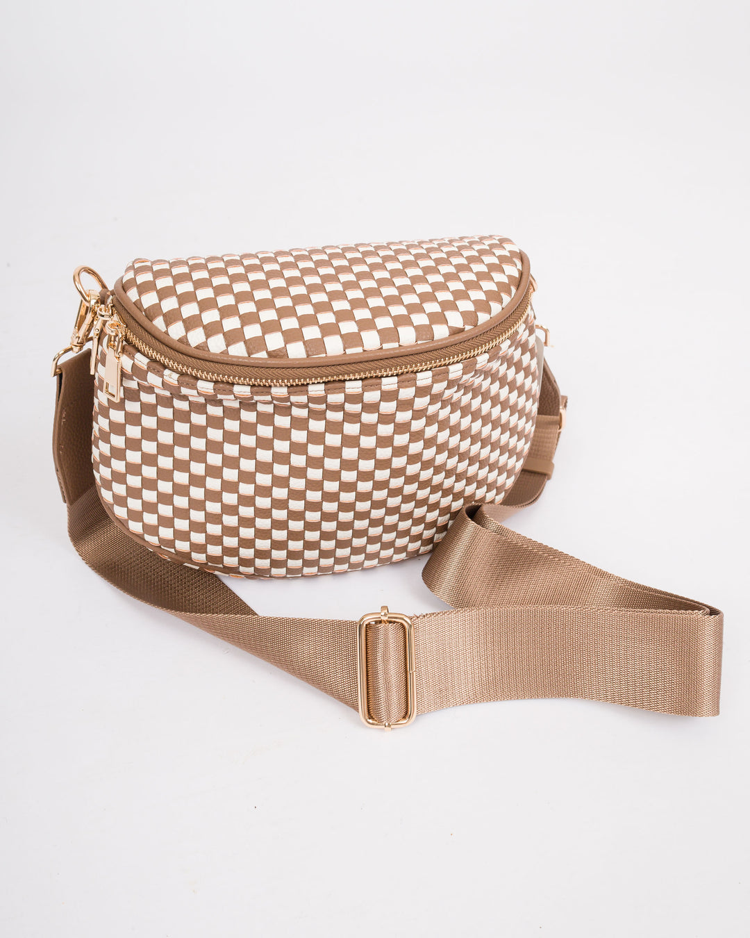 Brown Checkered Crossbody Purse
