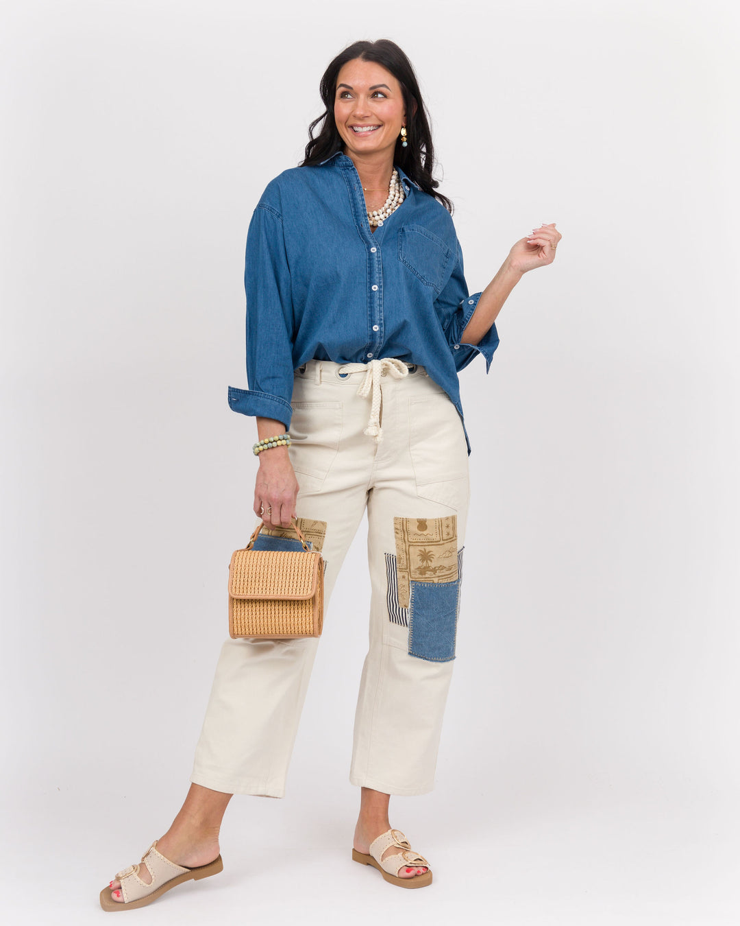 Bone Patchwork Pants