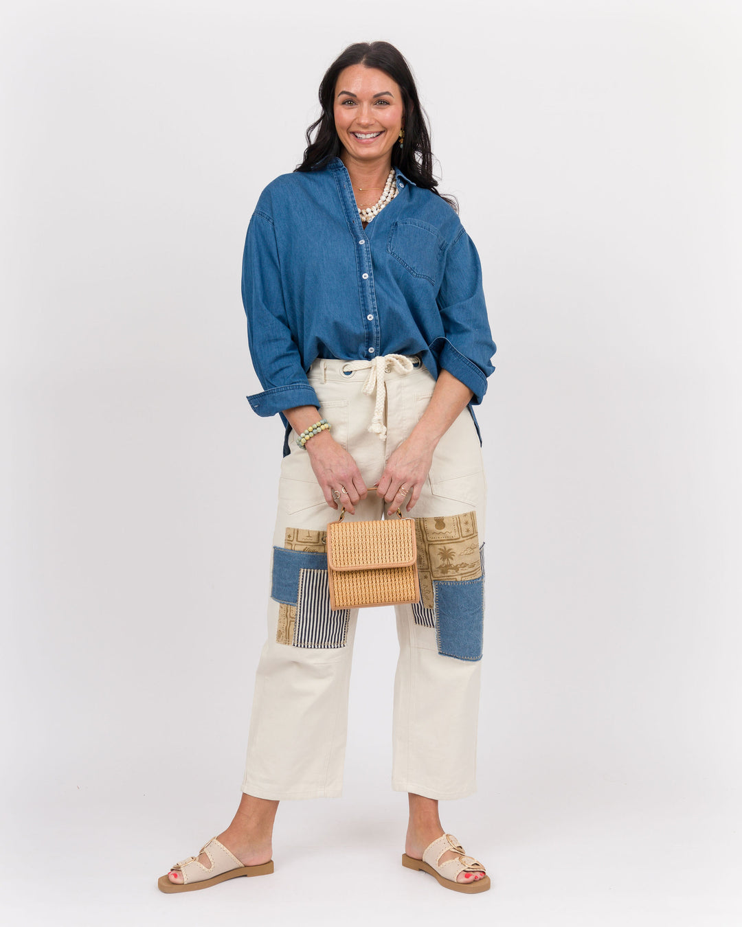 Bone Patchwork Pants